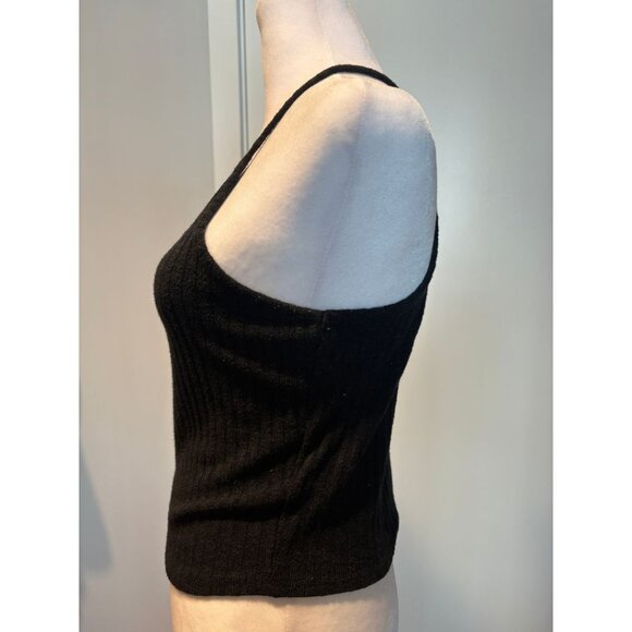 Abercrombie & Fitch Black Ribbed High-Neck Halter Tank Top - Size M - Picture 3 of 5